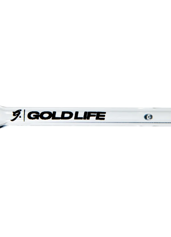 Piteira de Vidro Gold Life transparente em posição diagonal